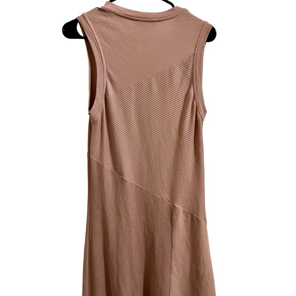 AllSaints Mauve Ribbed Asymmetrical Hem Midi Dress Size 10 - Picture 10 of 12